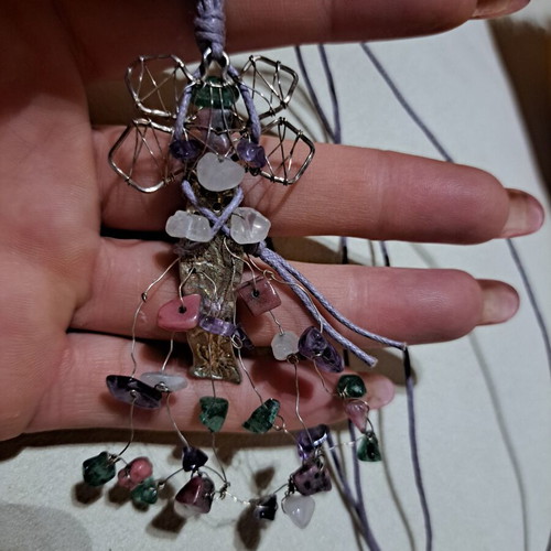 Handmade necklace with multicolor semi-precious stones like amethyst quartz aventurine