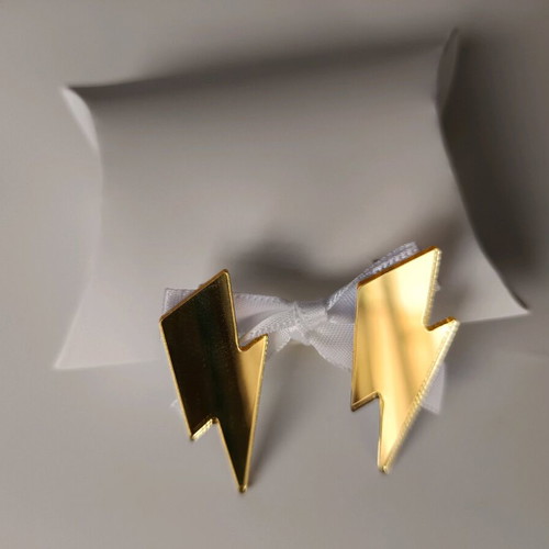 Plexiglass Mirror Lightning Earrings new, gold color