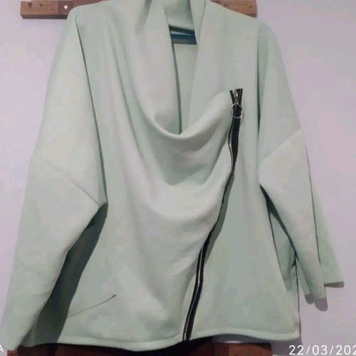 2 in 1 blouse and jacket with cross zipper, like new, green, XXL
