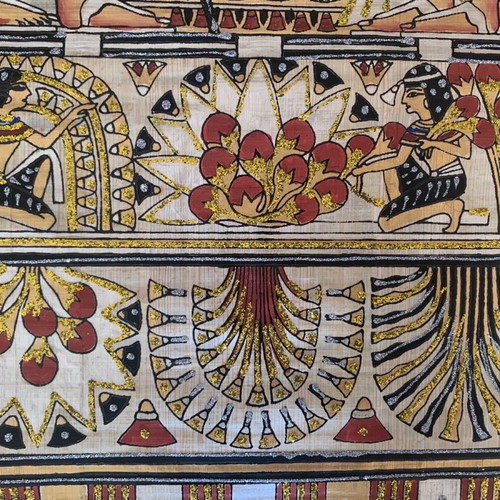 Papyrus Egyptian handmade painting used with embossed details