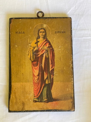 Wooden icon of Saint Irene used, old