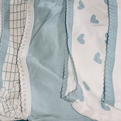 Cotton underwear set new, 6 pieces, white and turquoise