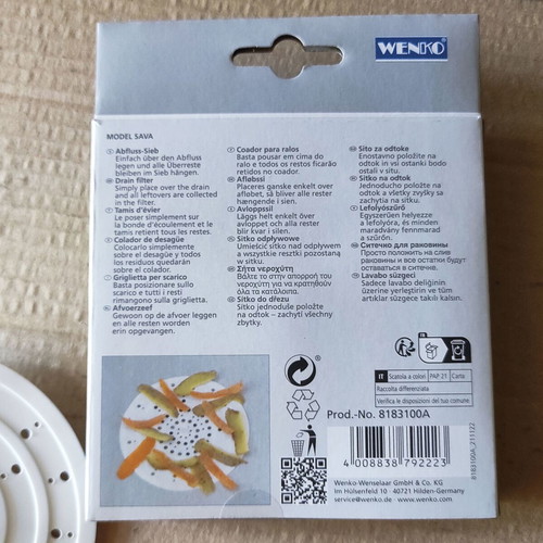 Sink filter new, white silicone 12 cm