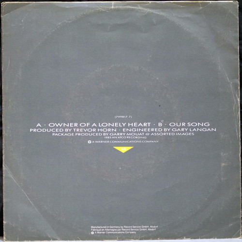 Yes Owner of a Lonely Heart 7'' vinyl used, rock