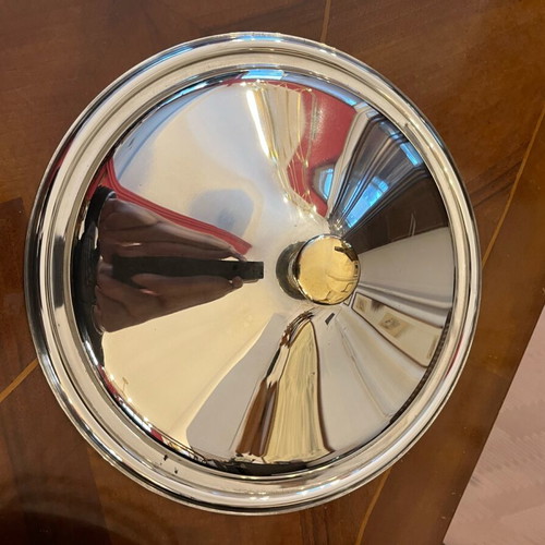 Silver-plated serving dish with gold details like new