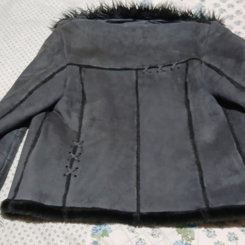 Suede Jacket Shearling Style L-XL Gray Anthracite Like New by WEST