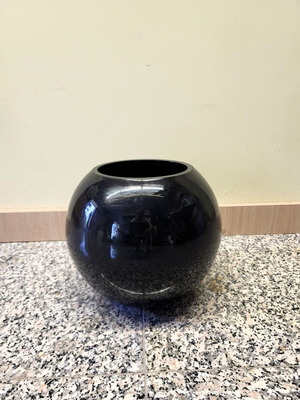 Black Glass Vase Sphere like new, minimal decor