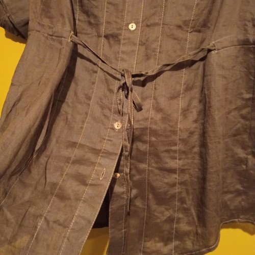 Apanage long sleeve shirt XL UK 14, new, 100% ramie, dark brown