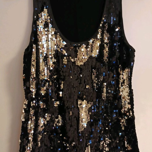 Women's sleeveless top with sequins black, new, size M