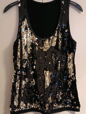 Women's sleeveless top with sequins black, new, size M
