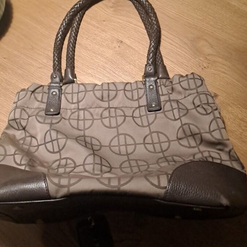 Boss shoulder bag like new, leather and fabric beige and brown