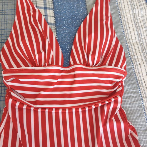 Striped one-piece swimsuit new, white and red, size S