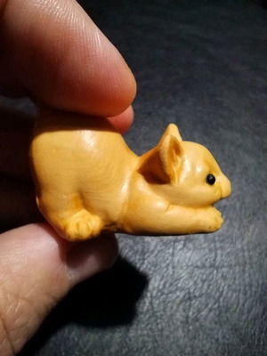 Wooden cat figurine new, handmade oak wood statue