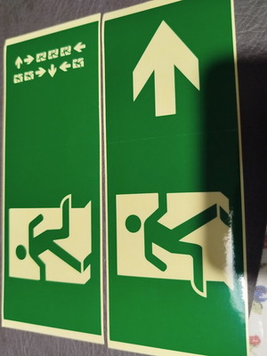 Emergency exit stickers set of 2, new, green