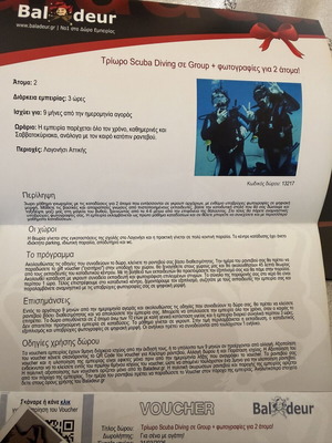 Scuba Diving Voucher for 2 People with Underwater Photos, New