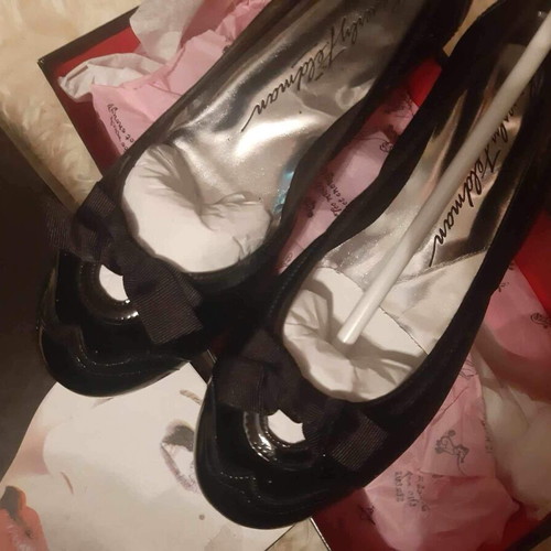 Beverly Feldman ballerinas new, black velvet with patent details, size 36.5