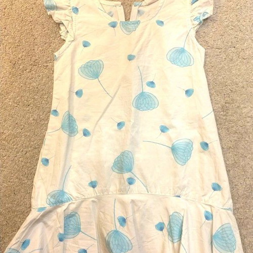 Dress for 5 years like new, casual, cotton, white and turquoise