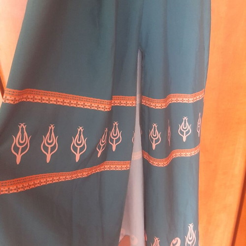 Boho maxi dress dark green petrol with ethnic paisley patterns like new