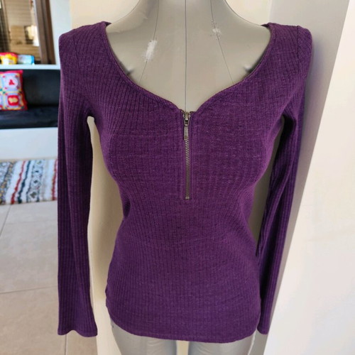 Purple long-sleeve blouse with zipper Tally Weijl like new, size S