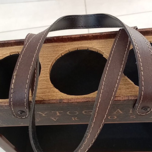 Wooden drinks holder for three bottles like new with book design
