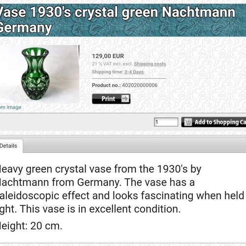 Nachtmann vase “Bamberg”, colored Germany lead crystal.
