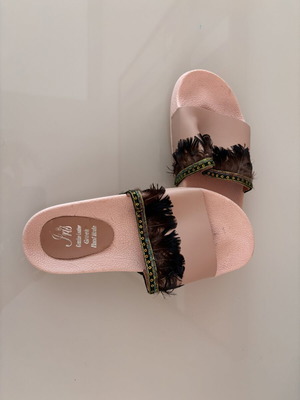 Iris handmade leather sandals with feathers and ethnic details, size 39, like new