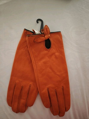 Loisir leather gloves new, orange, size s-m