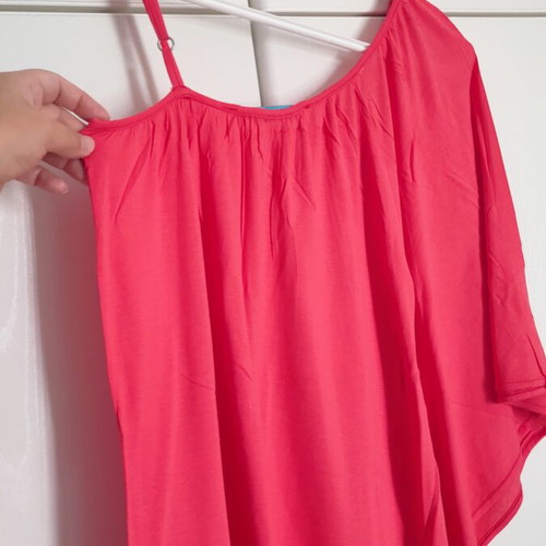 Pink Woman summer blouse size M like new, coral with batwing sleeve