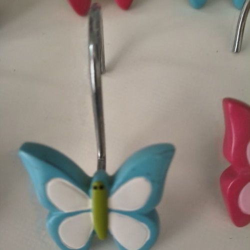 Decorative shower curtain hooks set of 12 with butterfly design