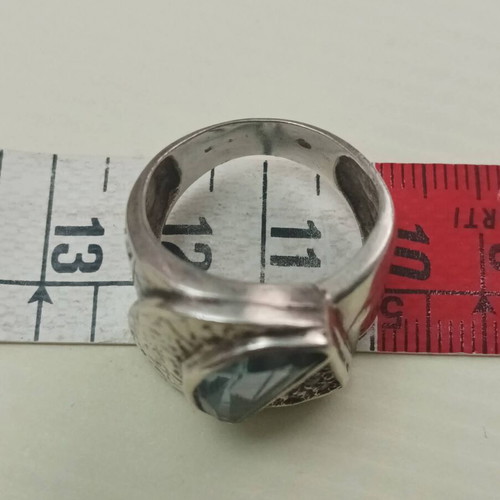 Vintage Handmade Silver 925 Ring Large with Blue Stone used