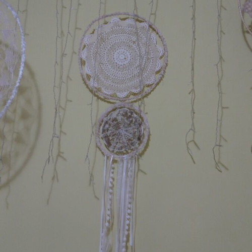 Dreamcatcher handmade with olive wood base and lights