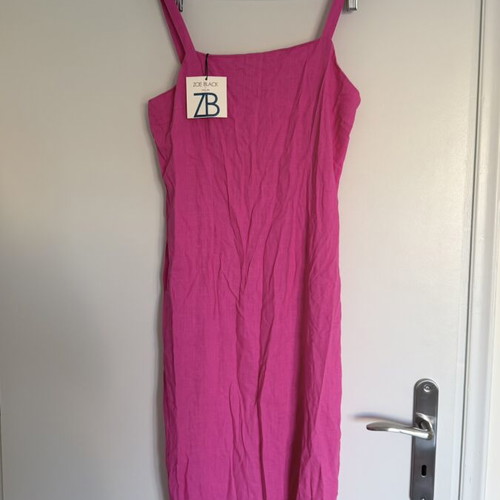 Linen midi dress Helmi new, pink, size L