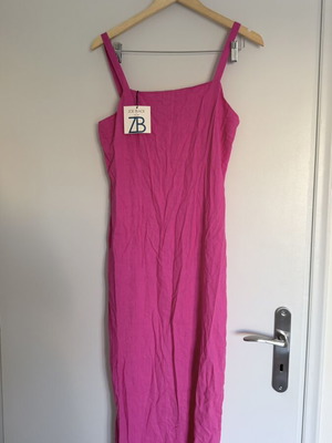 Linen midi dress Helmi new, pink, size L