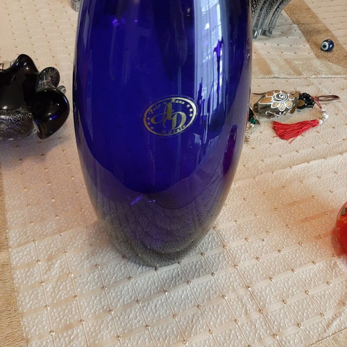 Blue cobalt glass vase Wanda Hand Poland new