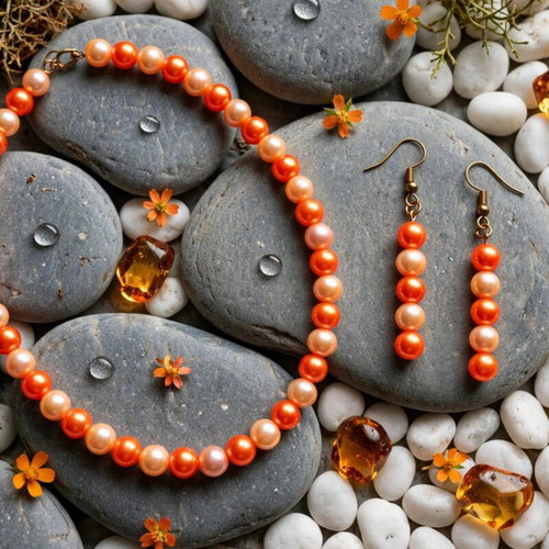 Handmade colorful summer necklace and earrings set new