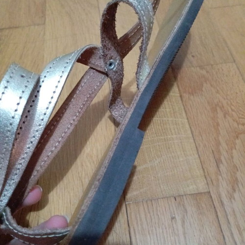 Golden sandals like new, leather, size 37