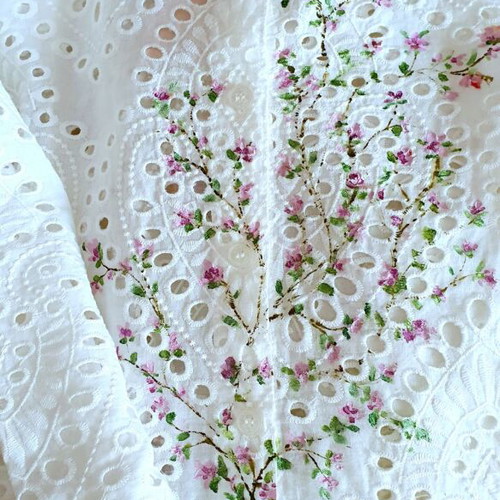 Shirt tunic new with embroidered design and hand-painted flowers
