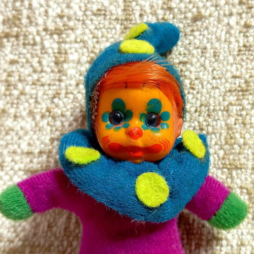 El Greco Mini Clown Bean Doll 80s Vintage New