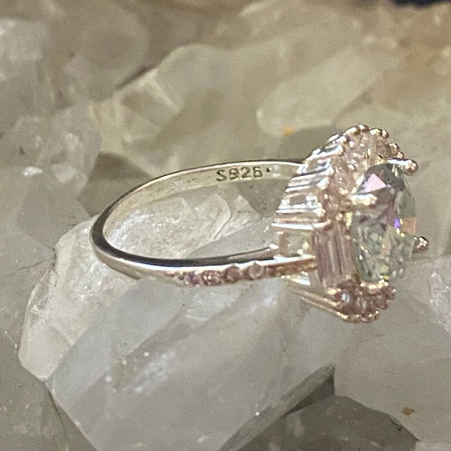 Silver ring with moissanite, new, size 16mm