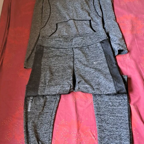 Women's set blouse and leggings used, gray, size L