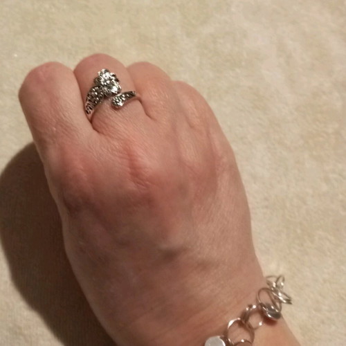 Ring vintage butterfly and flowers stainless steel, like new, boho style