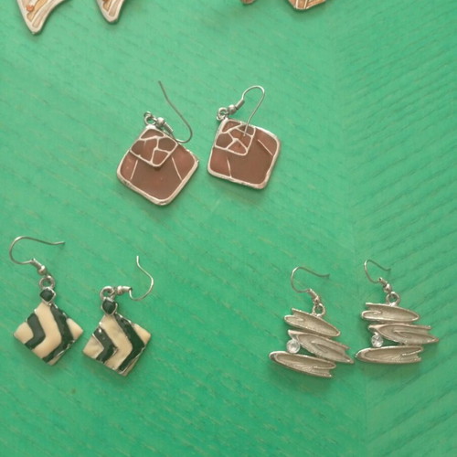 Earrings set of 5 pairs made of stainless steel and enamel new