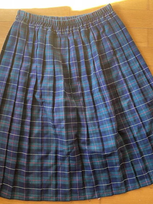 Φούστα μακριά καρό μπλε πράσινη με πιέττες size 14-16 σαν καινούργιο
