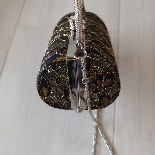 Evening bag like new, black and gold handheld