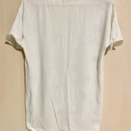 Zara white cotton blouse with blue sequin hearts like new