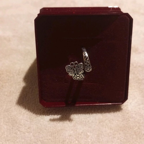 Ring vintage butterfly and flowers stainless steel, like new, boho style