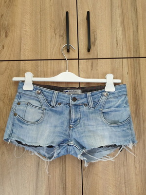 Gas Y2K Vintage Low-Rise Frayed Denim Micro Shorts W29 Like New