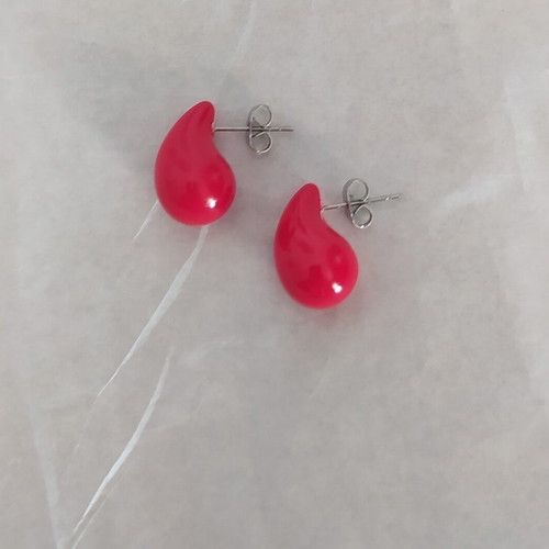 Mini drop earring made of stainless steel new, white or red