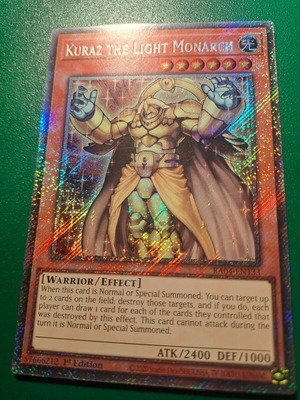 Kuraz the Light Monarch Yu-Gi-Oh 1st edition card like new, Platinum Secret Rare
