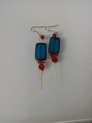 Earrings new, blue pair